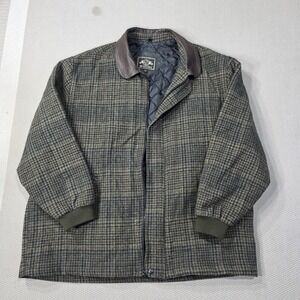 Holloway Varsity Jacket Men's 3XL‎ Plaid Wool Blend Leather Collar Quilted Lined